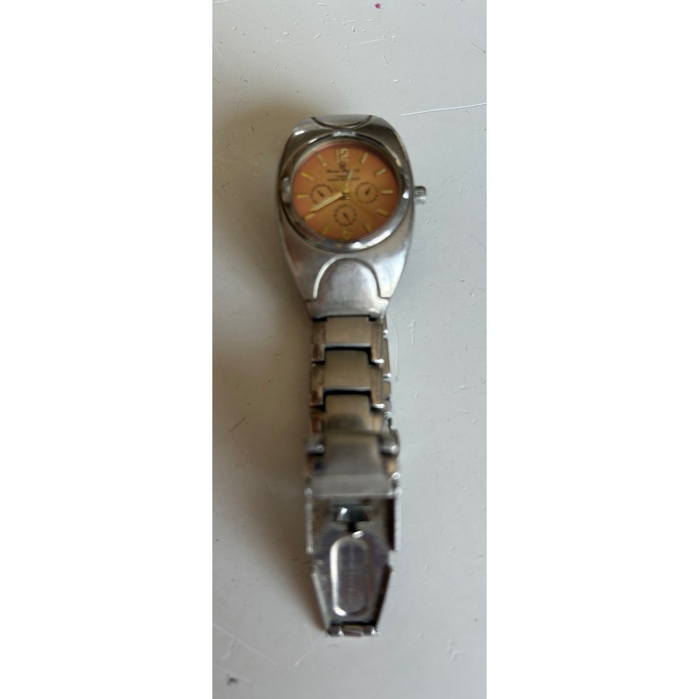 Charles Raymond Silver Tone Watch Peach Dial Stainless Steel Japan Movt